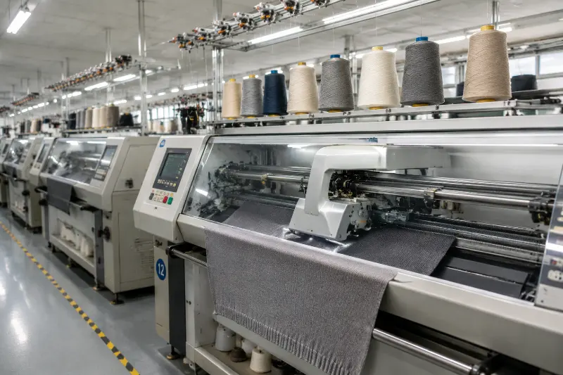 Linknit 电脑横机生产混纺毛衣的车间实拍